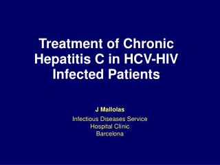 Treatment of Chronic Hepatitis C in HCV-HIV Infected Patients