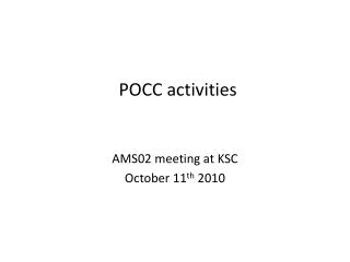 POCC activities