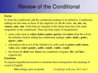 Review of the Conditional