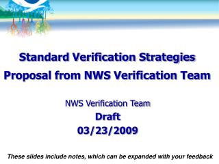 Standard Verification Strategies Proposal from NWS Verification Team