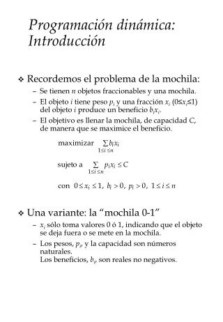 Programación dinámica: Introducción