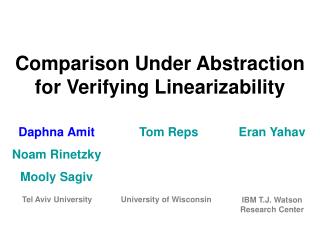 Comparison Under Abstraction for Verifying Linearizability