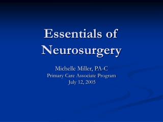 Essentials of Neurosurgery