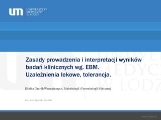 Klinika Chorób Wewnętrznych, Diabetologii i Farmakologii Klinicznej