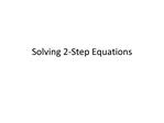 Solving 2-Step Equations