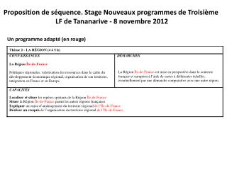 Proposition de séquence. Stage Nouveaux programmes de Troisième