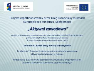 Projekt współfinansowany przez Unię Europejską w ramach Europejskiego Funduszu Społecznego