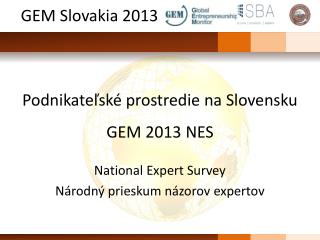Podnikateľské prostredie na Slovensku GEM 2013 NES