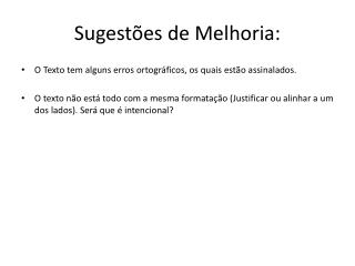 Sugestões de Melhoria: