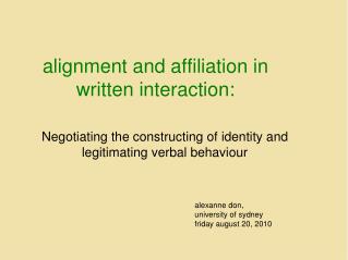 alignment and affiliation in written interaction: