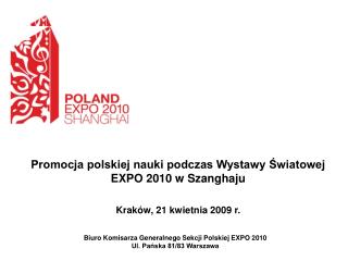 Promocja polskiej nauki podczas Wystawy Światowej EXPO 2010 w Szanghaju
