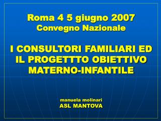 Il progetto obiettivo materno-infantile D.M. 24-4-2000