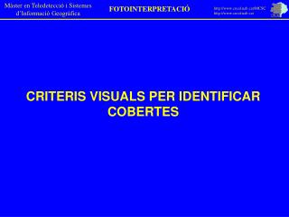 CRITERIS VISUALS PER IDENTIFICAR COBERTES