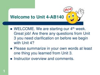 Welcome to Unit 4-AB140