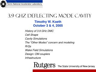 3.9 GHz Deflecting Mode Cavity