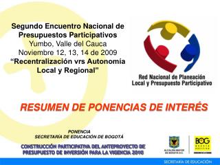 Segundo Encuentro Nacional de Presupuestos Participativos Yumbo, Valle del Cauca