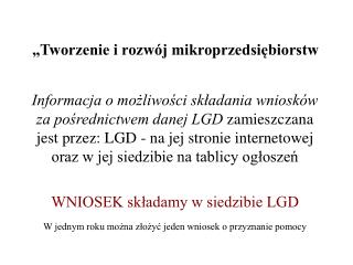 „Tworzenie i rozwój mikroprzedsiębiorstw