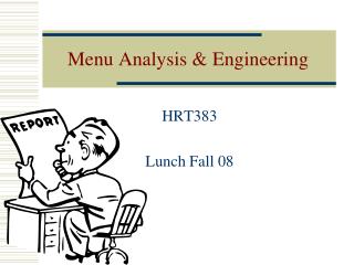 Menu Analysis &amp; Engineering