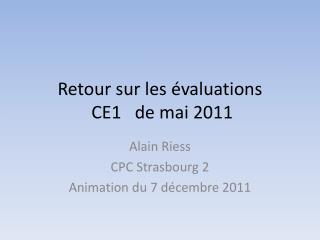 Retour sur les évaluations CE1 de mai 2011