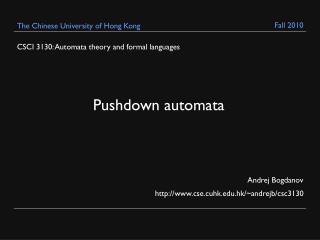 CSCI 3130: Automata theory and formal languages