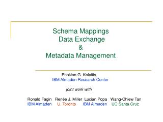 Schema Mappings Data Exchange &amp; Metadata Management