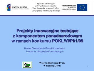 Projekty innowacyjne testujące z komponentem ponadnarodowym w ramach konkursu POKL/VI/PI/1/09
