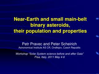 Near-Earth and small main-belt binary asteroids, their population and properties