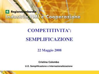 COMPETITIVITA’: SEMPLIFICAZIONE 22 Maggio 2008