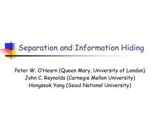 Separation and Information Hiding