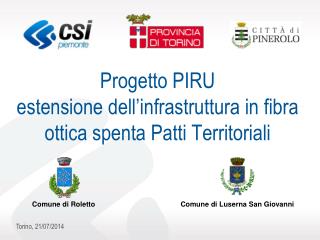 Progetto PIRU estensione dell’infrastruttura in fibra ottica spenta Patti Territoriali