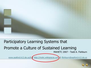 Participatory Learning Systems that Promote a Culture of Sustained Learning