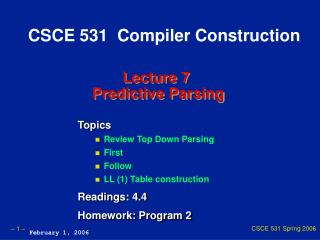 Lecture 7 Predictive Parsing