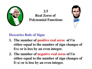 2.5 Real Zeros of Polynomial Functions