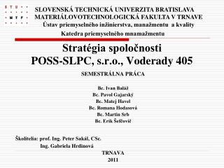 Stratégia spoločnosti POSS-SLPC, s.r.o., Voderady 405