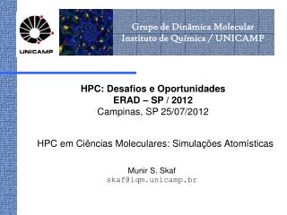 HPC em Ciências Moleculares: Simulações Atomísticas