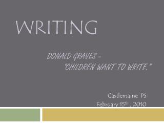 Writing Donald Graves – 			“Children want to write.”