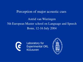 Perception of major acoustic cues