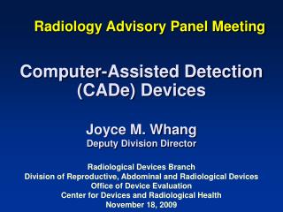Radiology Advisory Panel Meeting