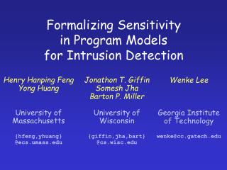 Formalizing Sensitivity in Program Models for Intrusion Detection