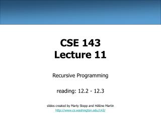 CSE 143 Lecture 11