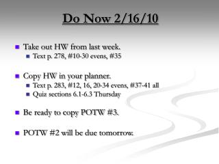 Do Now 2/16/10