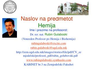Naslov na predmetot Hemija