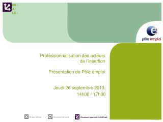 Professionnalisation des acteurs de l’insertion Présentation de Pôle emploi