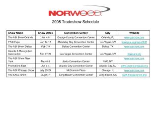 2008 Tradeshow Schedule