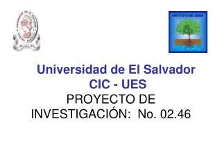 Universidad de El Salvador CIC - UES PROYECTO DE INVESTIGACIÓN: No. 02.46