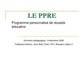 LE PPRE