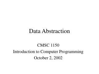 Data Abstraction