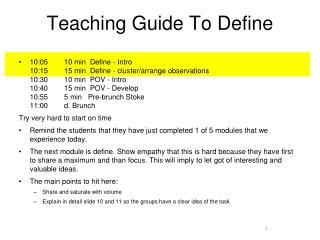 Teaching Guide To Define