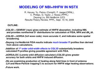 MODELING OF NBI+HHFW IN NSTX