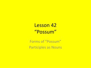 Lesson 42 “Possum”